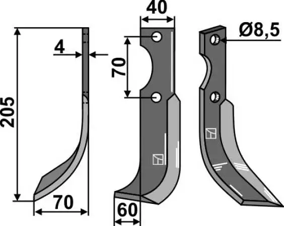 Fräsmesser 205x40mm, links